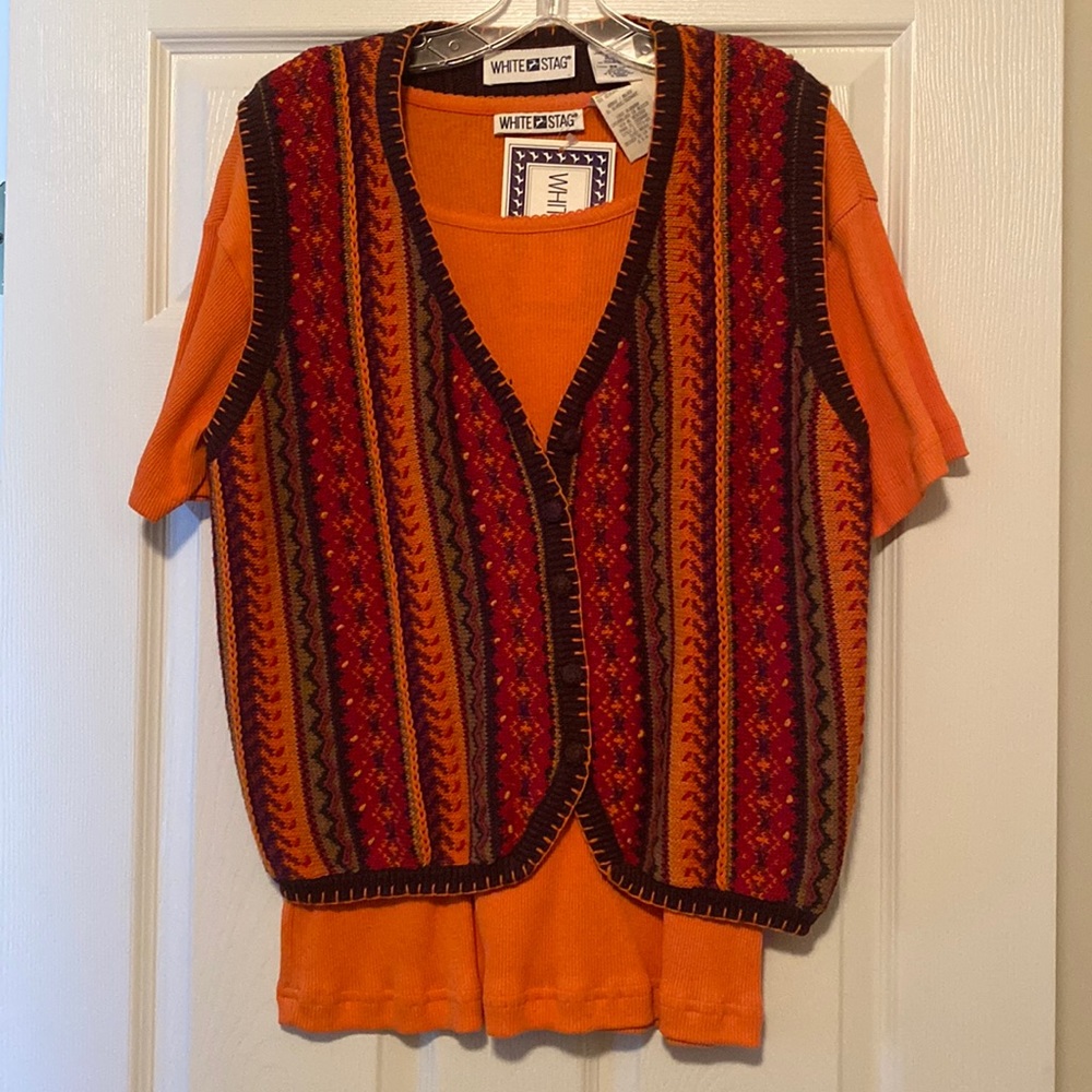 New White Stag Top with Vest Set